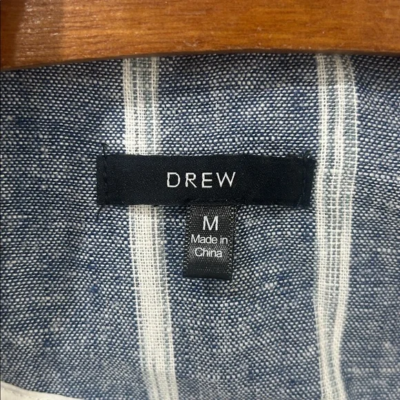 DREW Blue Linen Blend Striped Blazer Jacket Size Medium - Picture 5 of 16